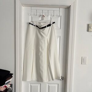Chic A-Line White Skirt with Black Accents